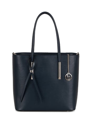 Lia Biassoni Leren schoudertas "Mallero" donkerblauw - (B)32 x (H)30 x (D)12 cm
