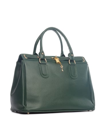 Lia Biassoni Skórzana torebka "Nure" w kolorze ciemnozielonym - 36 x 28 x 18 cm