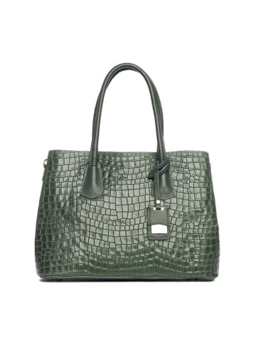 Lia Biassoni Leder-Schultertasche "Allia" in Grün - (B)40 x (H)33 x (T)16 cm