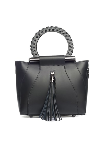 Lia Biassoni Leder-Henkeltasche "Garlate" in Schwarz - (B)28 x (H)21 x (T)10 cm