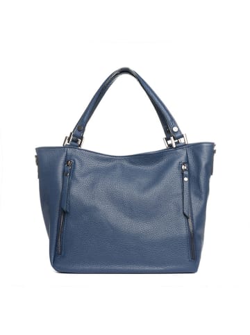 Lia Biassoni Leren schoudertas "Alserio" blauw - (B)42 x (H)26 x (D)14 cm