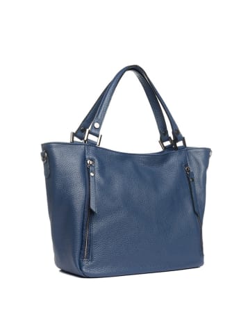Lia Biassoni Leder-Schultertasche "Alserio" in Blau - (B)42 x (H)26 x (T)14 cm