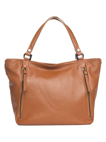 Lia Biassoni Leren schoudertas "Alserio" cognackleurig - (B)42 x (H)26 x (D)14 cm