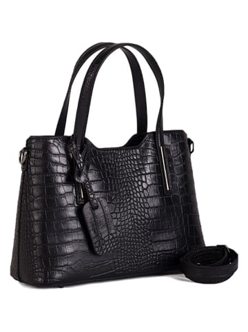 Lia Biassoni Leder-Schultertasche "Acco" in Schwarz - (B)32 x (H)22 x (T)12 cm