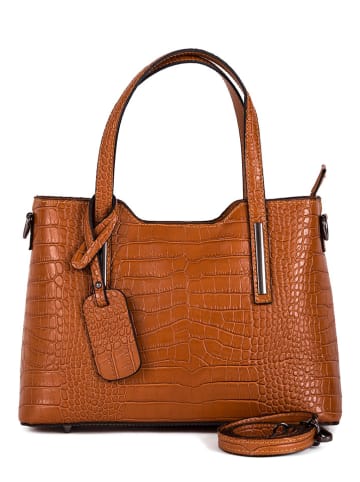 Lia Biassoni Leren schoudertas "Acco" camel - (B)32 x (H)22 x (D)12 cm