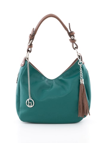 Lia Biassoni Leren schoudertas "Garga" turquoise - (B)36 x (H)26 x (D)10 cm