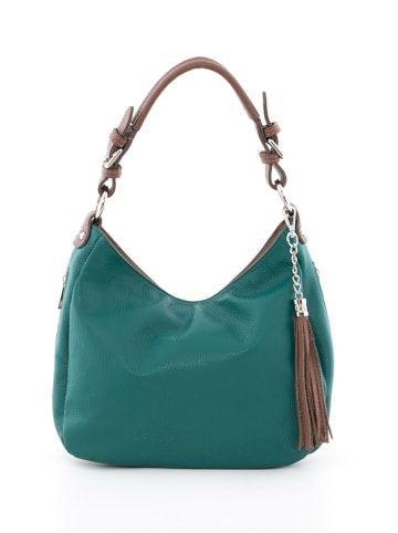 Lia Biassoni Skórzana torebka "Garga" w kolorze turkusowym - 36 x 26 x 10 cm