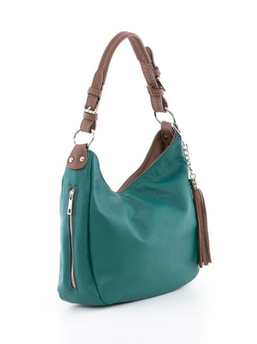 Lia Biassoni Leren schoudertas "Garga" turquoise - (B)36 x (H)26 x (D)10 cm
