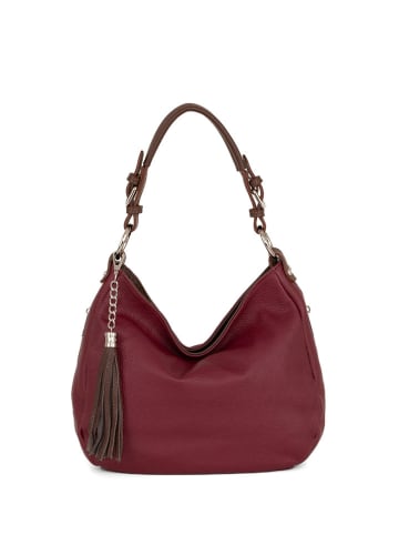 Lia Biassoni Leren schoudertas "Garga" bordeaux - (B)36 x (H)26 x (D)10 cm