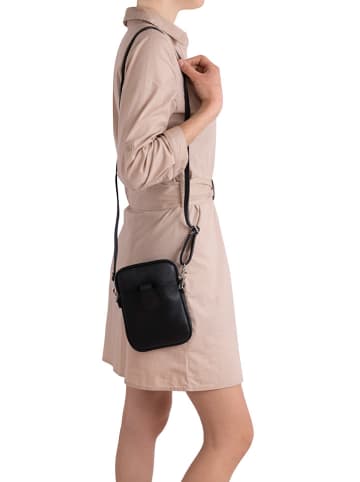 Lia Biassoni Leren smartphonetas "Paglia" zwart - (B)15 x (H)20 x (D)1 cm