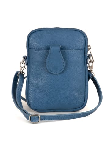 Lia Biassoni Leder-Handytasche "Paglia" in Blau - (B)15 x (H)20 x (T)1 cm