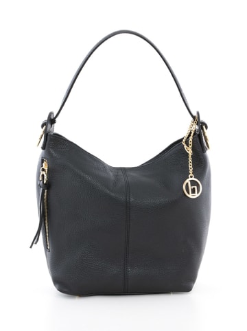 Lia Biassoni Leder-Schultertasche "Vara" in Schwarz - (B)26 x (H)27 x (T)13 cm