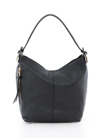 Lia Biassoni Leder-Schultertasche "Vara" in Schwarz - (B)26 x (H)27 x (T)13 cm