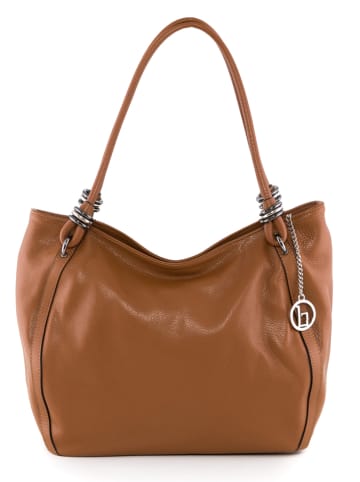 Lia Biassoni Leren schoudertas "Merula" lichtbruin - (B)32 x (H)28 x (D)14 cm