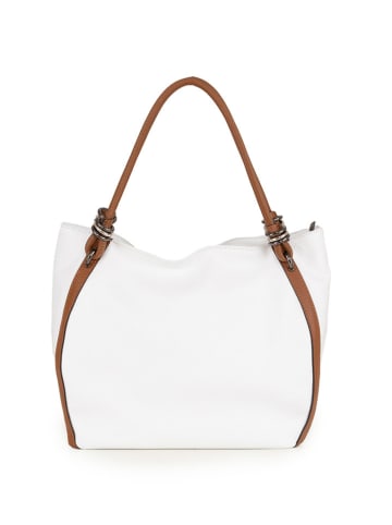 Lia Biassoni Leren schoudertas "Merula" wit - (B)32 x (H)28 x (D)14 cm