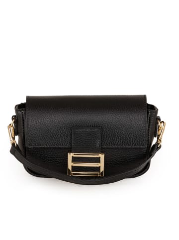 Lia Biassoni Leder-Umhängetasche "Tagliamento" in Schwarz - (B)22 x (H)15 x (T)6 cm