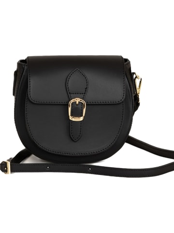 Lia Biassoni Leder-Umhängetasche "Accesa" in Schwarz - (B)24 x (H)18 x (T)12 cm