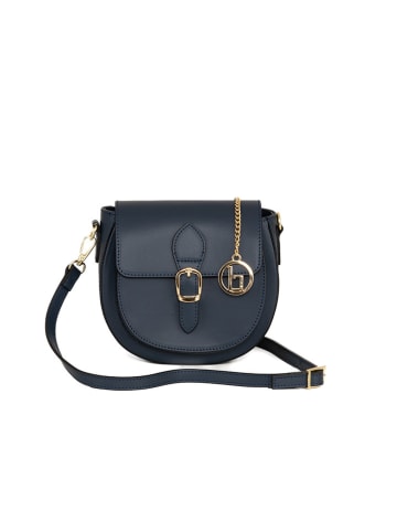 Lia Biassoni Leder-Umhängetasche "Accesa" in Dunkelblau - (B)24 x (H)18 x (T)12 cm