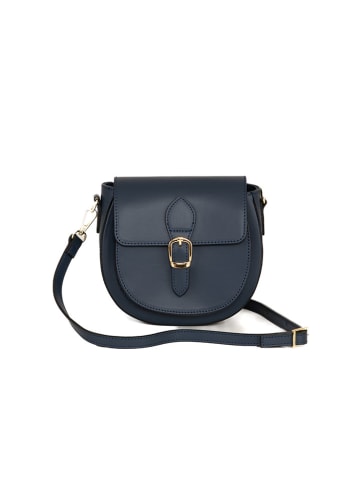 Lia Biassoni Leder-Umhängetasche "Accesa" in Dunkelblau - (B)24 x (H)18 x (T)12 cm