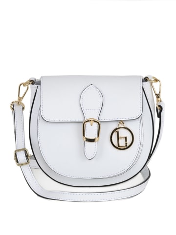 Lia Biassoni Leder-Umhängetasche "Accesa" in Weiß - (B)24 x (H)18 x (T)12 cm
