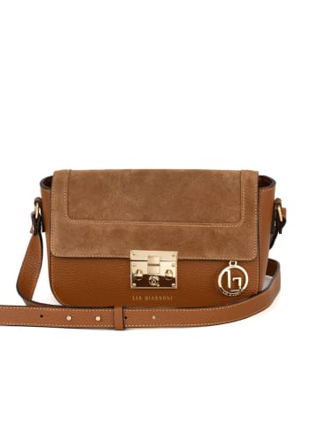 Lia Biassoni Leren schoudertas "Camoscio" cognackleurig - (B)24 x (H)16 x (D)7 cm