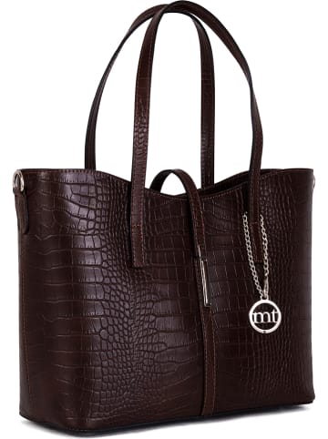 Mia Tomazzi Leder-Schultertasche "Valbrona" in Braun - (B)40 x (H)27 x (T)14 cm