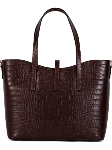 Mia Tomazzi Skórzana torebka "Valbrona" w kolorze brązowym - 40 x 27 x 14 cm