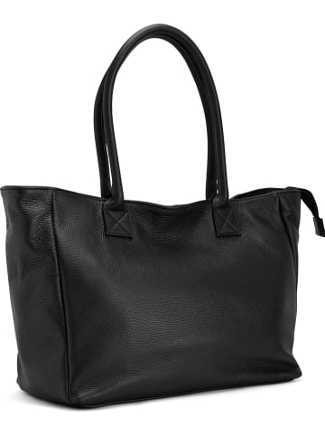 Mia Tomazzi Leren schoudertas "Zuara" zwart - (B)35 x (H)27 x (D)16 cm