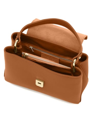Mia Tomazzi Leder-Henkeltasche " Ingegnoli" in Hellbraun - (B)25 x (H)19 x (T)9 cm