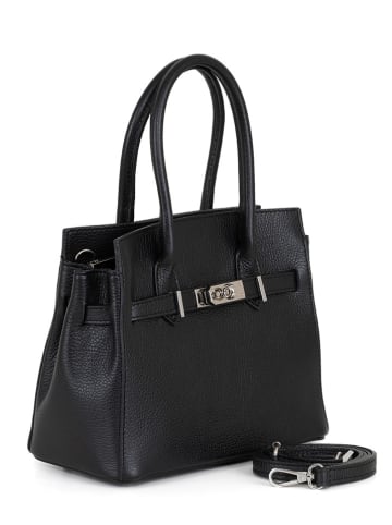 Mia Tomazzi Skórzana torebka "Fraccaroli" w kolorze czarnym - 24 x 21 x 12 cm