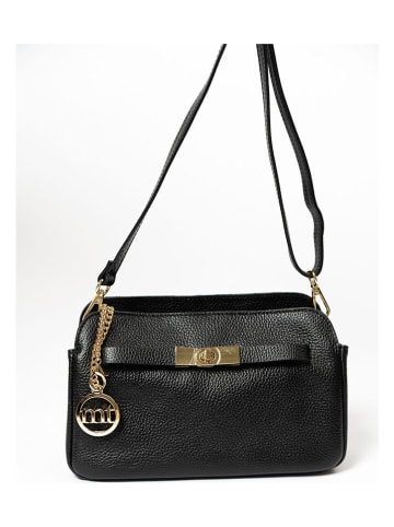 Mia Tomazzi Leder-Umhängetasche "Bentivoglio" in Schwarz- (B)24 x (H)16 x (T)9 cm