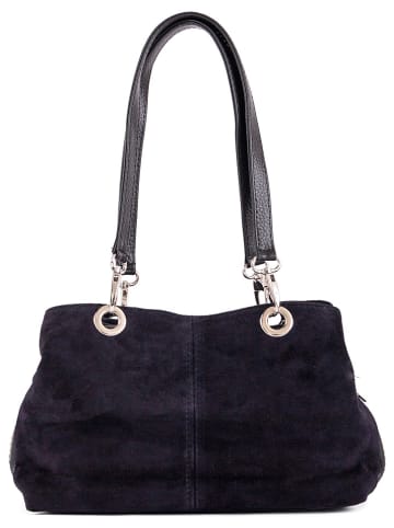 Lia Biassoni Leder-Schultertasche "Alvo" in Dunkelblau - (B)32 x (H)20 x (T)14 cm