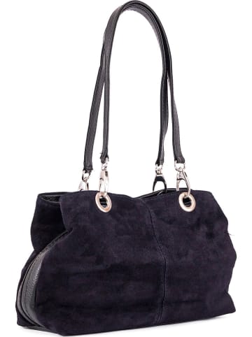 Lia Biassoni Leren schoudertas "Alvo" donkerblauw - (B)32 x (H)20 x (D)14 cm