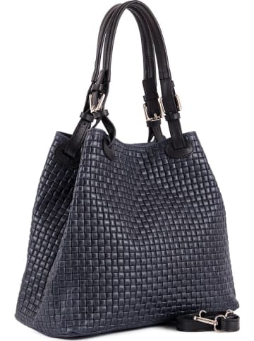 Lia Biassoni Leren schoudertas donkerblauw - (B)34 x (H)29 x (D)21 cm