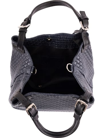 Lia Biassoni Leder-Schultertasche in Dunkelblau - (B)34 x (H)29 x (T)21 cm
