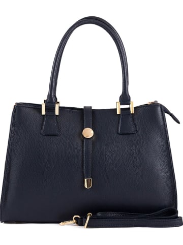 Lia Biassoni Leder-Henkeltasche "Crati" in Dunkelblau - (B)35 x (H)25 x (T)11 cm
