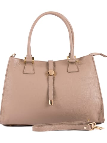 Lia Biassoni Leder-Henkeltasche in Taupe - (B)35 x (H)25 x (T)11 cm