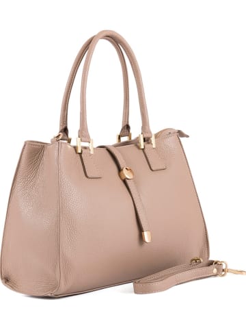 Lia Biassoni Leder-Henkeltasche in Taupe - (B)35 x (H)25 x (T)11 cm
