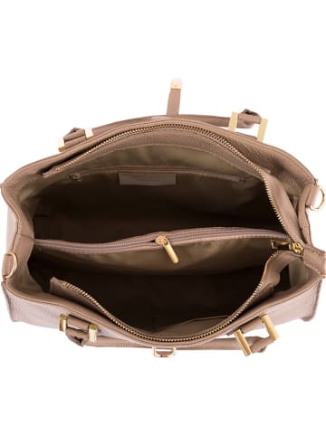 Lia Biassoni Leder-Henkeltasche in Taupe - (B)35 x (H)25 x (T)11 cm