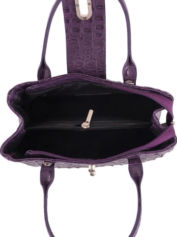 Lia Biassoni Leder-Henkeltasche in Violett - (B)26 x (H)17 x (T)12 cm
