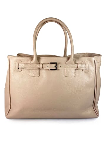 Lia Biassoni Leder-Henkeltasche in Beige - (B)38 x (H)28 x (T)15 cm