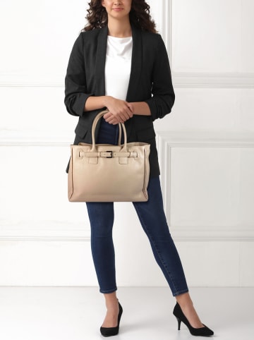 Lia Biassoni Leren handtas beige - (B)38 x (H)28 x (D)15 cm
