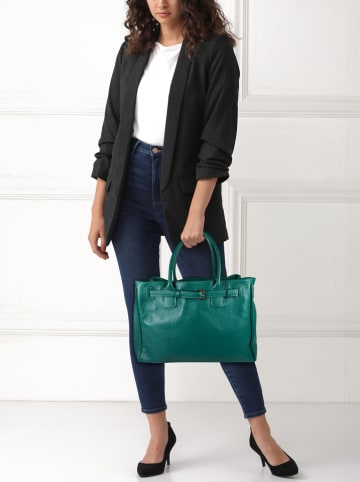 Lia Biassoni Leder-Henkeltasche in Petrol - (B)38 x (H)28 x (T)15 cm