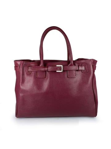 Lia Biassoni Leder-Henkeltasche "Ampollino" in Bordeaux - (B)38 x (H)28 x (T)15 cm