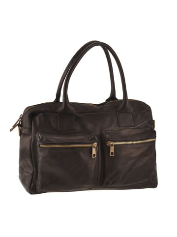 Lia Biassoni Leder-Schultertasche in Schwarz - (B)48 x (H)33 x (T)20 cm