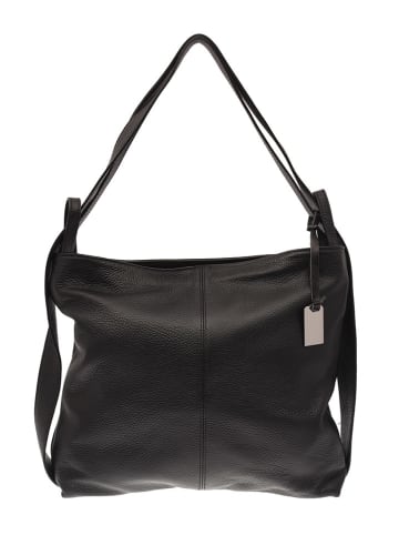 Lia Biassoni Leder-Schultertasche in Schwarz - (B)39 x (H)38 x (T)8 cm
