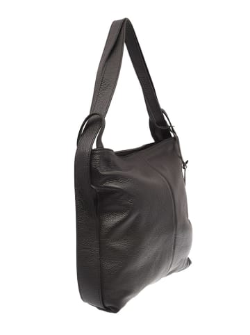 Lia Biassoni Leder-Schultertasche in Schwarz - (B)39 x (H)38 x (T)8 cm
