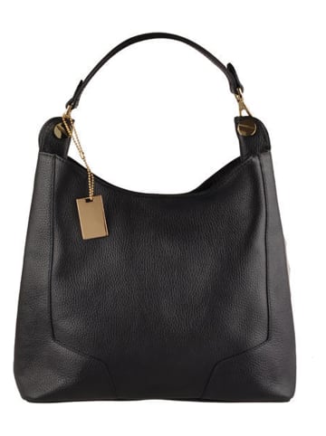 Lia Biassoni Leren schoudertas zwart - (B)28 x (H)39 x (D)12 cm