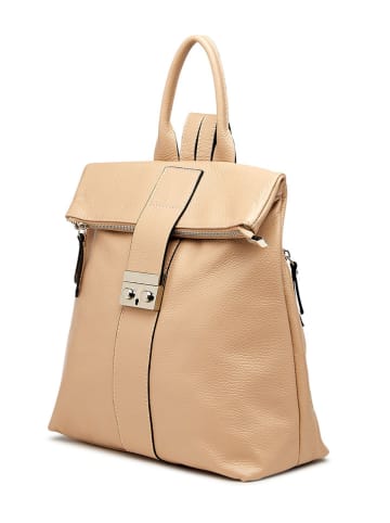Lia Biassoni Leder-Rucksack in Beige - (B)34 x (H)41 x (T)12 cm