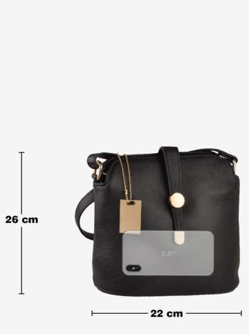 Lia Biassoni Leren schoudertas zwart - (B)22 x (H)26 x (D)12 cm